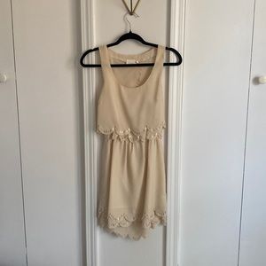 Lush size s cream mini dress with scallop detail
